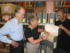 Michael Ryan is the new Director of the Rare Books and Manuscripts at Columbia University's Butler Library, NYC, Ellen Moore, AIUSA staff liaison with Columbia University overseeing the AIUSA Archives Program and Csaba Szilagyi is the curator for the Center for Human Rights Documentation and Research at Butler Library - Columbia U.